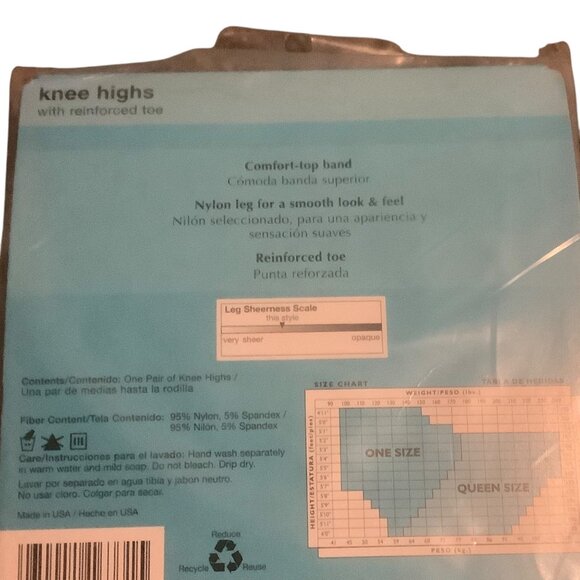 Vtg No Nonsense Essential Basics Knee Highs Reinforced Toe Suntan Q Lot of 2 NEW - Picture 5 of 6